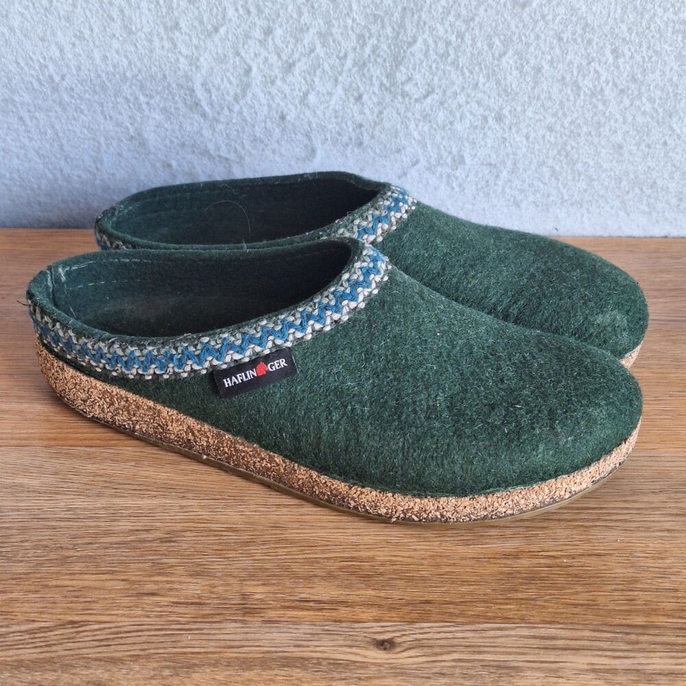 Haflinger Grizzly Torben Men’s Wool Felt Clogs Green EU 41 US 8 Womens 10